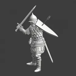 Medieval Kievan Rus warrior in battle
