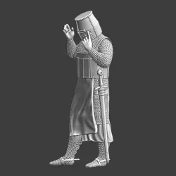 Medieval knight taking on helmet