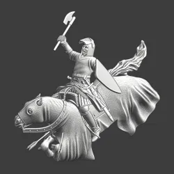 Medieval mounted knight and horse - falling in the arrow storm