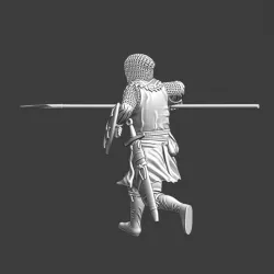 Medieval soldier running with spear