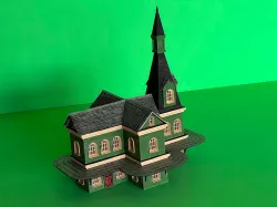 TRAIN STATION WITH SPIRE HO SCALE