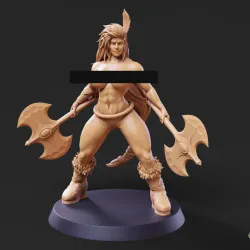 Barbarian Battlemaster Pose 4 - 2 Variants + Pinup
