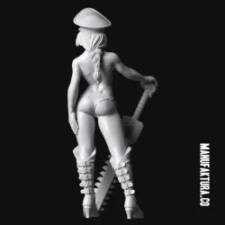Dom Series 01e - Topless Commissar Girl with Cap & Chainsaw Sword