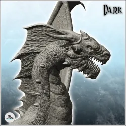 Dragon with big wings standing on rocky ground (18) - Fantasy Medieval Dark Chaos Animal Beast Undead
