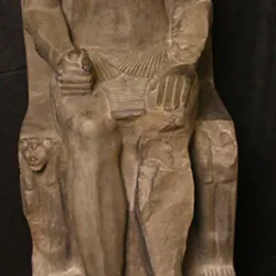 King Khafre (Chephren) Enthroned with the Horus Falcon