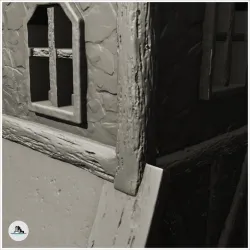 Large half-timbered building with high roof and top spikes (28) - Medieval Feudal Old Archaic Saga 28mm 15mm