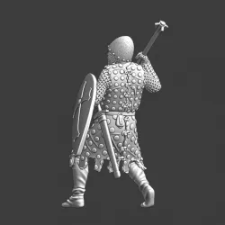Medieval knight figting with mace