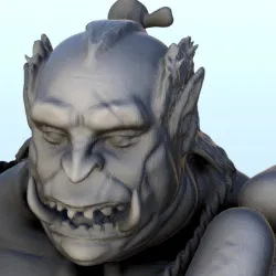 Orc cook with pot 8 - Ork Green Horde Fantasy Beast Chaos Demon Ogre