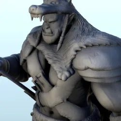 Orc hero with beast skin and bow 2 - Ork Green Horde Fantasy Beast Chaos Demon Ogre