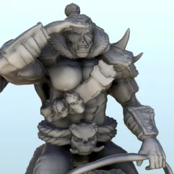 Orc lord in armor on wolf 12 - Ork Green Horde Fantasy Beast Chaos Demon Ogre