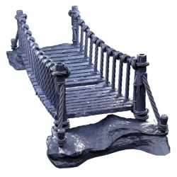 Rope Bridge With Optional Guide Ropes And Rock Base (Wargame Tabletop Terrain)