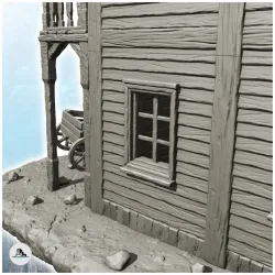 Ruined wooden building with damaged stairs and cart (+ props) (29) - Cowboy USA America ACW American Civil War History Historical