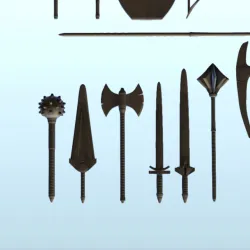 Set of Medieval weapons (1) - Medieval fight war guns axe cleaver bow boomerang crossbow mace shield pickaxe