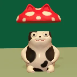 Cute Cat with Mushroom Hat Easy Print