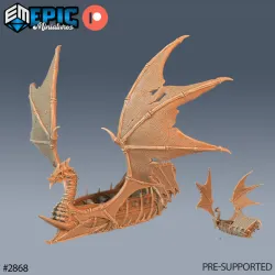 Dragon Bone Pirate Ship / Undead Corsair Sailing / Skeleton Ocean War Boat / Sea Warship