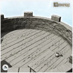Large round medieval stone watchtower with wooden door (9) - Medieval Gothic Feudal Old Archaic Saga 28mm 15mm