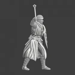 Medieval crusader knight with mace