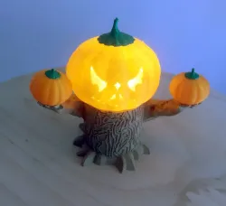 Pumpkin Figure with Tree Body and Light Up Head