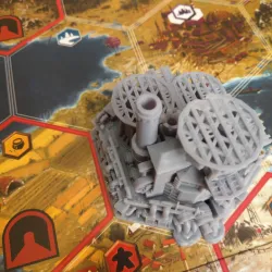 Scythe - Large Board Factory Base Extension and Faction Flags (STL file)