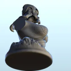 Warrior woman bust with metal helmet and long hair (22) - Medieval Fantasy Magic Feudal Old Archaic Saga 28mm 15mm