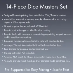 Dice Masters Set - 14 Shapes - Josefin Font - Supports Included