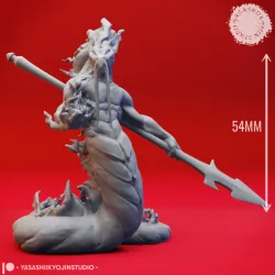 Flame Salamander Spear - Tabletop Miniature (Pre-Supported)