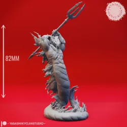 Flame Salamander Trident - Tabletop Miniature (Pre-Supported)