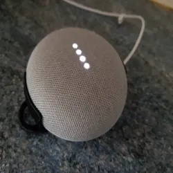 Google Home Mini Wall Mount with a ring to hang from a hook (Remix)