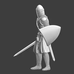 Medieval crusader knight - with sword and shield