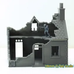 Normandy French Village House SS-T2 Destroyed and Intact
