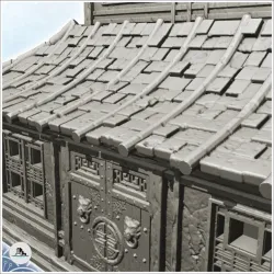 Asian building with double roofs and monumental wooden door (24) - Medieval Asia Feudal Asian Traditionnal Ninja Oriental