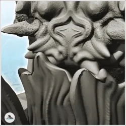 Evil creature with large belly armor with horns and wooden stick (18) - Medieval Fantasy Magic Feudal Old Archaic Saga 28mm 15mm Chaos Darkness Demon
