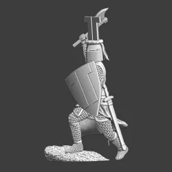 Medieval German Knight charging with axe