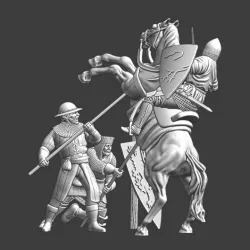 Medieval infantry vs cavalry - diorama