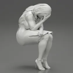 Sad Young Woman Sitting on a Chair