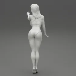 Sexy Brunette Woman Posing and Opening Window stl