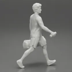 sportsman walking with sport bag and water bottle