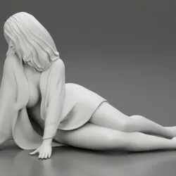 Beautiful half nude woman lying wearing cover