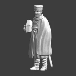 Medieval knight w. great helmet relaxing