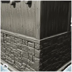 Medieval stone building with flat roof and terrace (4) - Medieval Fantasy Magic Feudal Old Archaic Saga 28mm 15mm