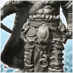 Viking warrior with beard, chains, and double-edged heavy axe (25) - North Northern Norse Nordic Saga 28mm 20mm 15mm