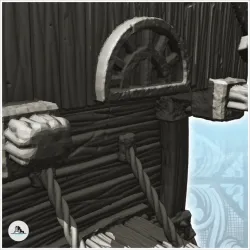 Wooden merchant's caravan with tile roof and upholstered seat (17) - Medieval Gothic Feudal Old Archaic Saga 28mm 15mm