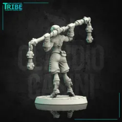 (0146) Female elf human tiefling firbolg half-orc shaolin monk with two hands mace or chain club