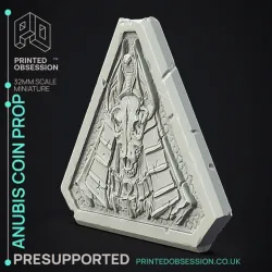 Anubis Coin - Prop - Side Quest Shop -  PRESUPPORTED - Illustrated - 32mm scale