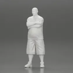 Fat Gangster in cap folding one's arms