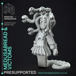 Gingerbread Medusa & Victoms - 3 Models -  PRESUPPORTED - Illustrated and Stats - 32mm scale