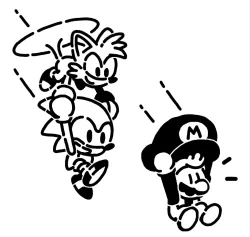 Mario and Sonic stencil