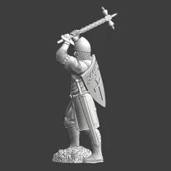 Medieval Crusader Knight with two-handed warhammer