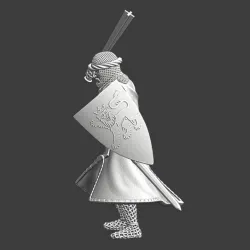 Medieval knight fighting with barmace