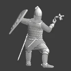 Medieval knight swinging his flail